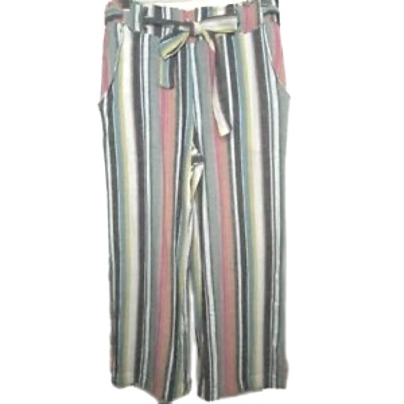 Indigo rein wide leg striped pants with a tie-belt - Picture 1 of 4